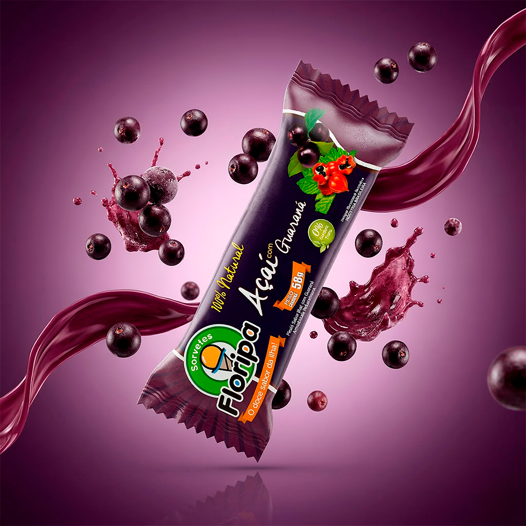 Produto Açaí com Guaraná (picolé) da Sorvetes Floripa