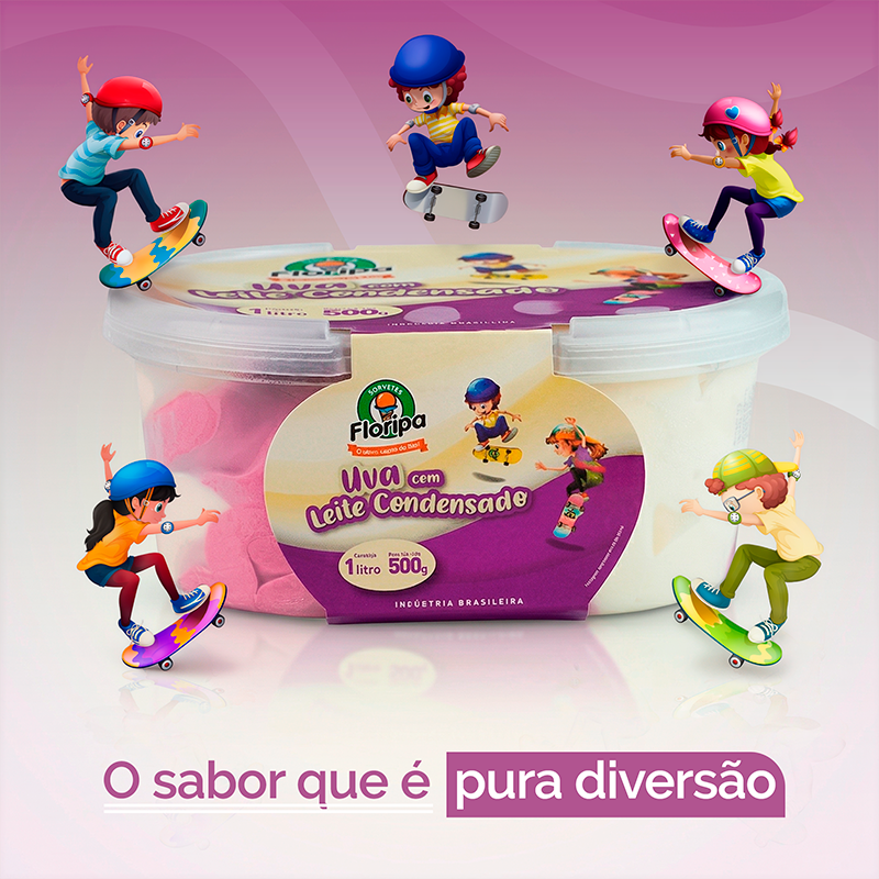 Produto Kids Uva com Leite Condensado da Sorvetes Floripa