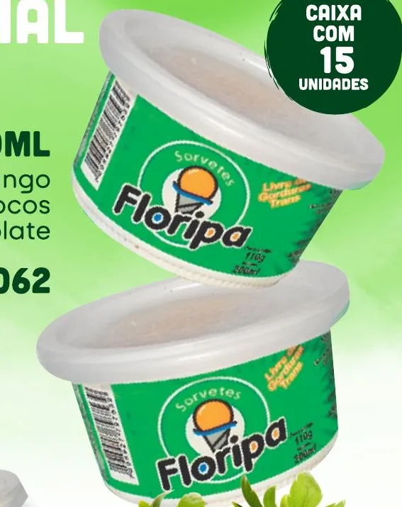 Produto Copinho 200 ml — Morango, Flocos e Chocolate da Sorvetes Floripa