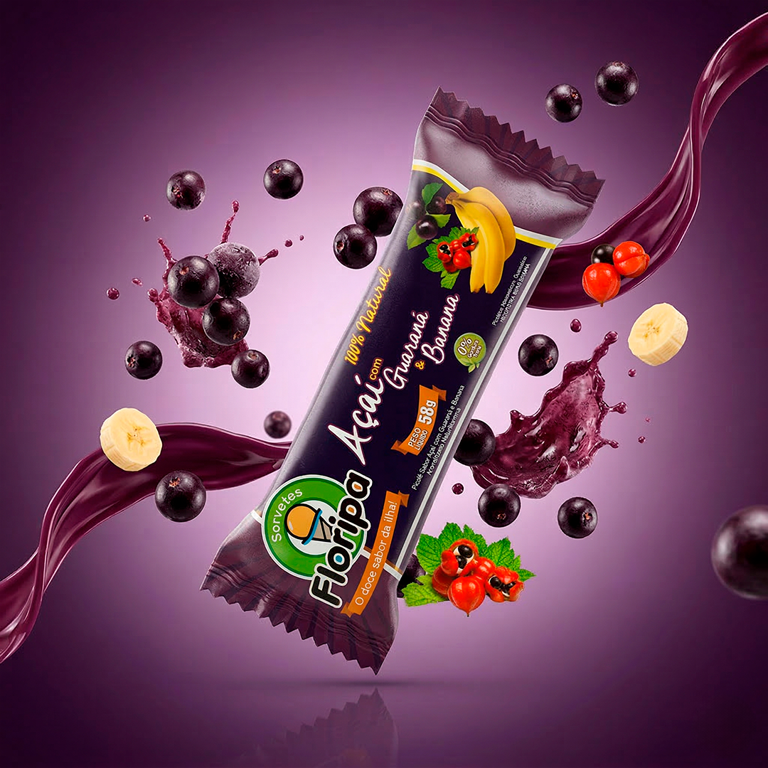 Produto Açaí Guaraná & Banana (picolé) da Sorvetes Floripa